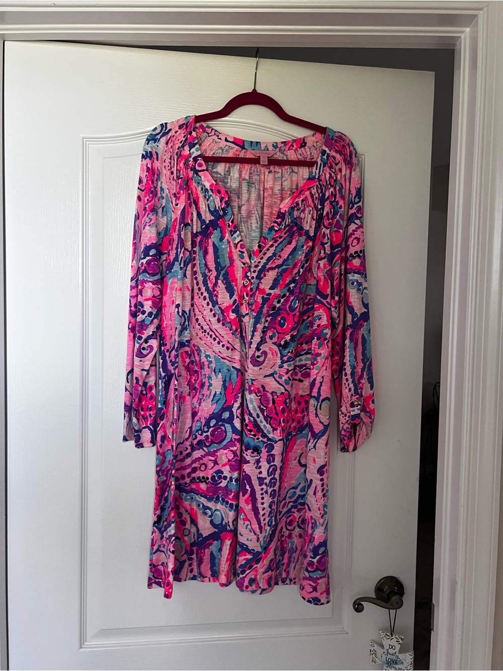 Lilly Pulitzer Pink Blue Multi Print Mini Dress, XL